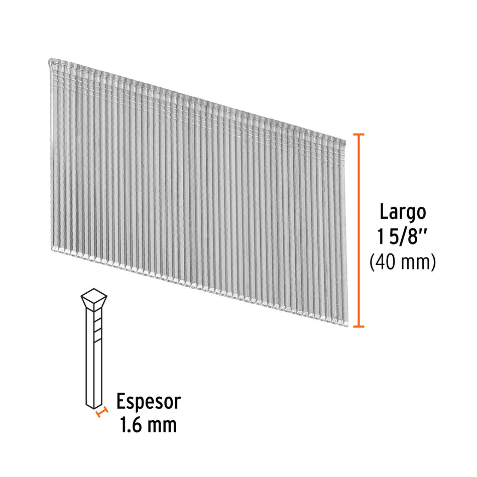 clavos calibre 16, 40 mm para CLNE-16, Truper Caja con 2500, 15014