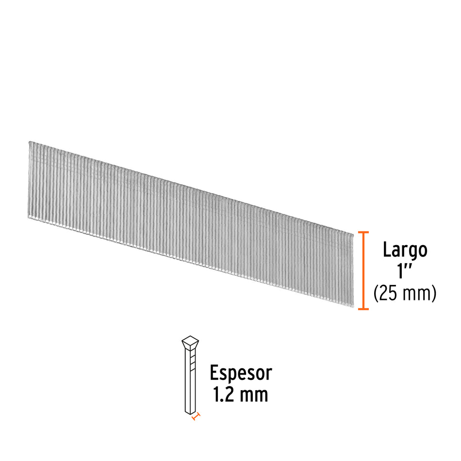 clavos calibre 18, 25 mm para CLNE-18, Truper Caja con 5000, 18263