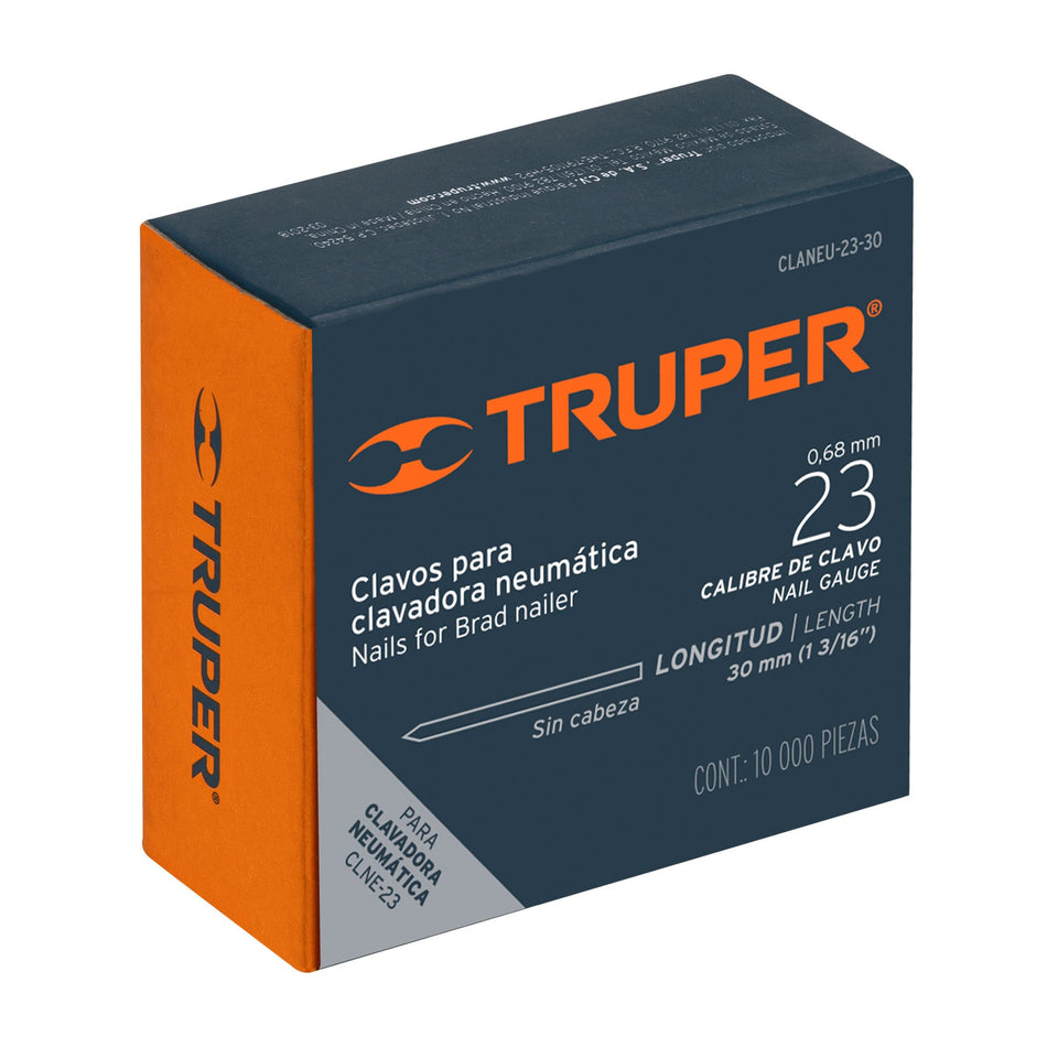 clavos calibre 23, 30 mm para CLNE-23, Truper Caja con 10000, 13408