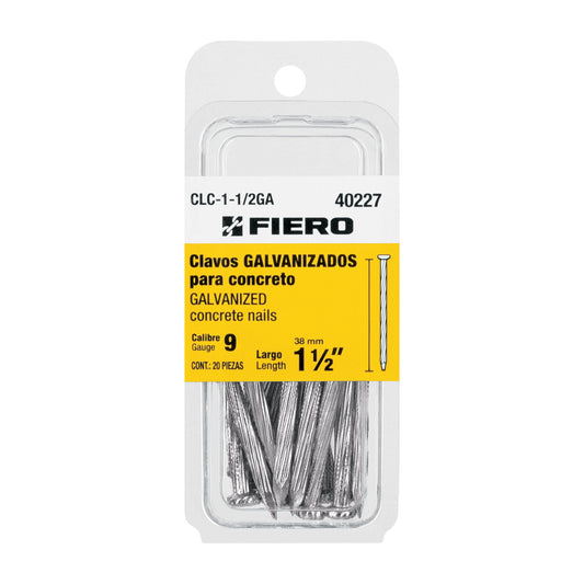 Blíster con 20 clavos galvanizados p/concreto 1-1/2', Fiero Caja con 12, 40227