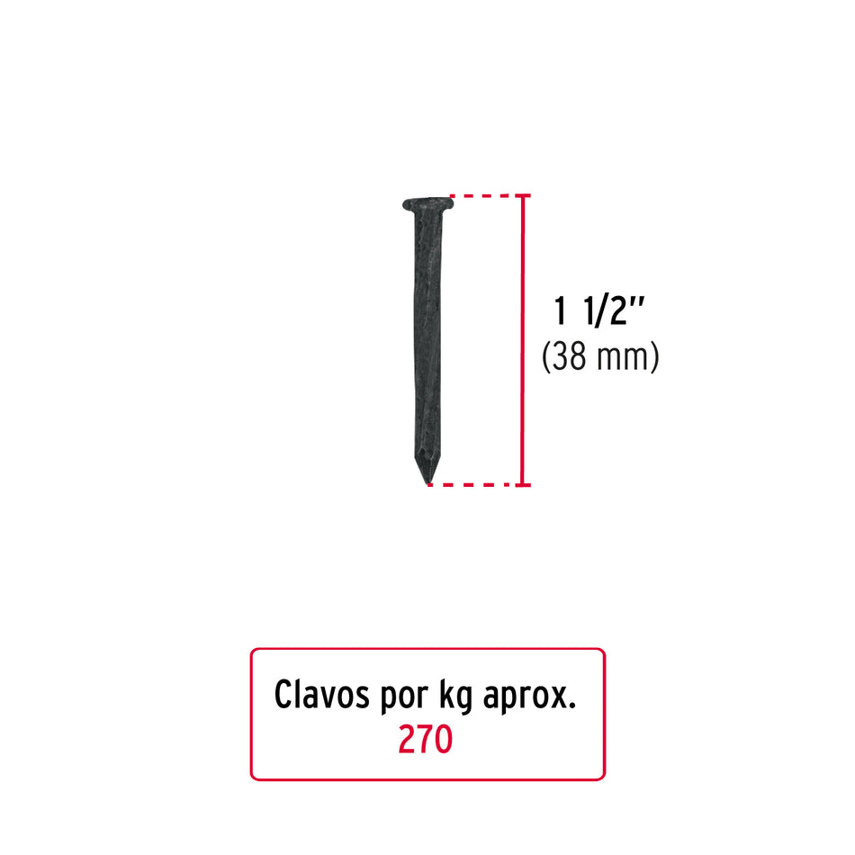 Kilo de clavos para concreto 1-1/2'negros, caja de 25 kg Caja con 25, 44845