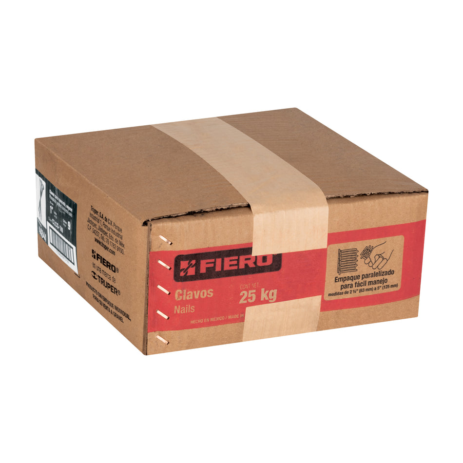 Kilo de clavos para concreto 1'negros, caja de 25 kg, FIERO Caja con 25, 44844