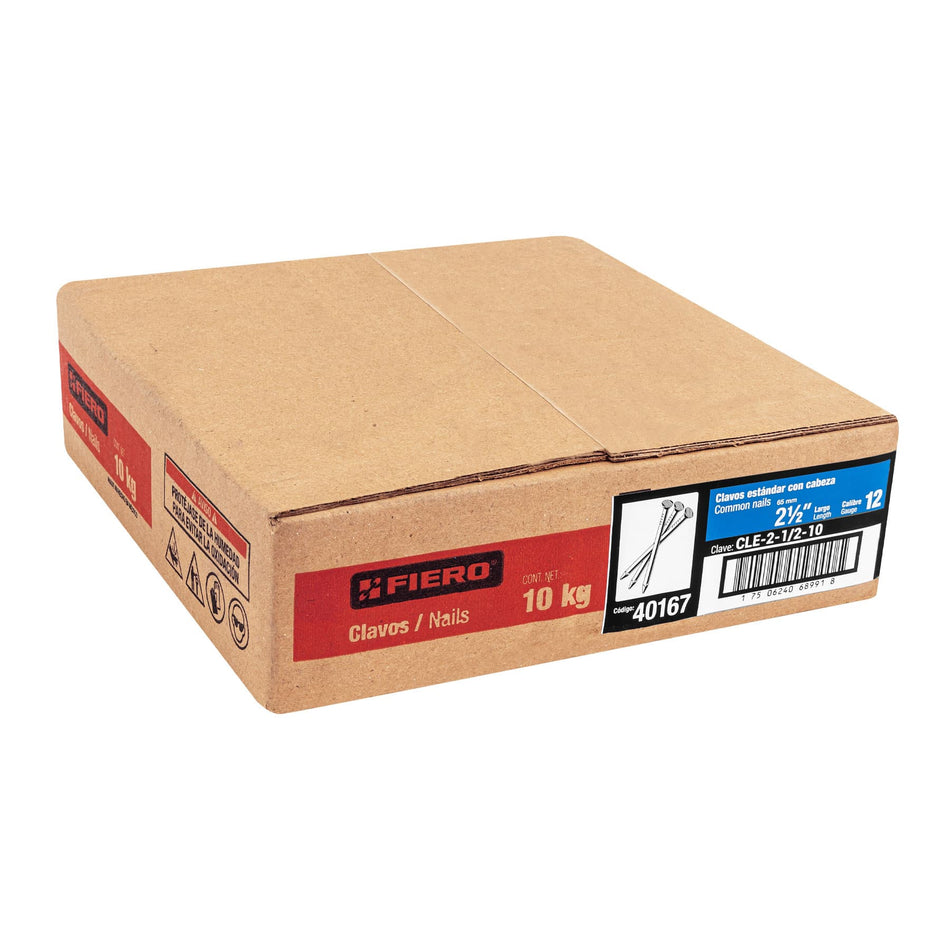 Kilo de clavo estándar 2-1/2' con cabeza en caja de 10 kg Caja con 10, 40167