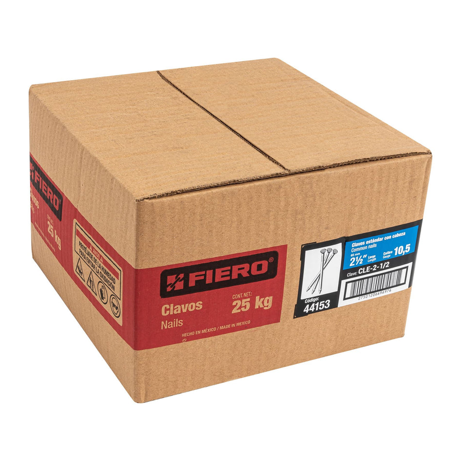 Kilo de clavo estándar 2-1/2' con cabeza en caja de 25 kg Caja con 25, 44153