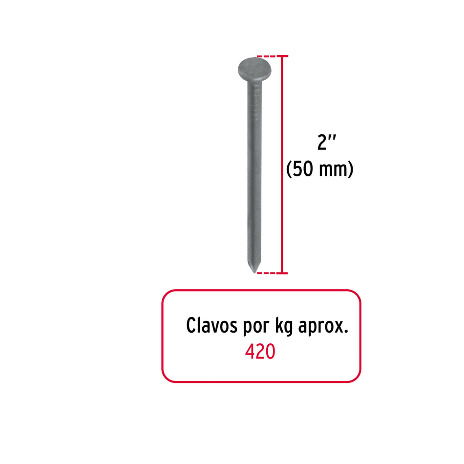 Kilo de clavo estándar 2' con cabeza en caja de 10 kg, Fiero Caja con 10, 40166
