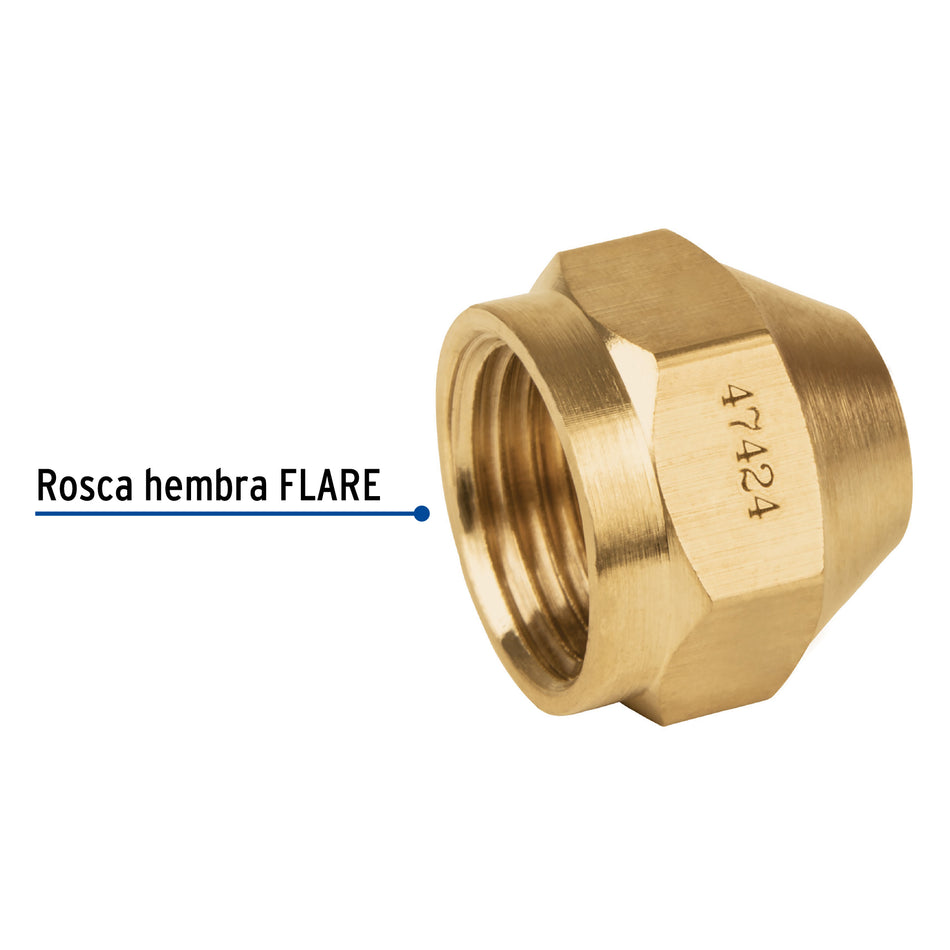 Tapón hembra de latón de 3/8', Foset Caja con 10, 47424