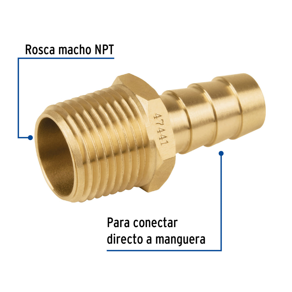 Niple terminal con espiga de 3/8' X 3/8', Foset Caja con 10, 47441