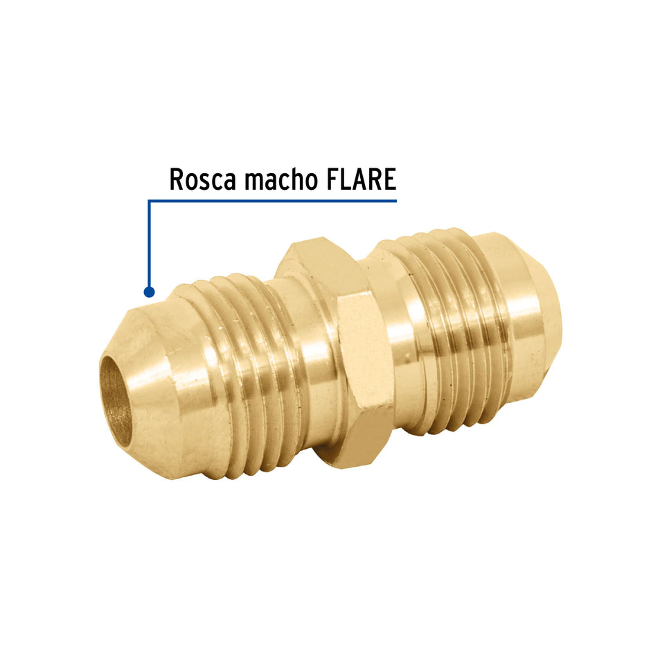 Niple unión de latón de 3/8' X 3/8', Foset Caja con 10, 47438
