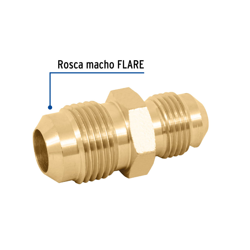 Niple unión de latón de 3/8' X 1/2', Foset Caja con 10, 47439