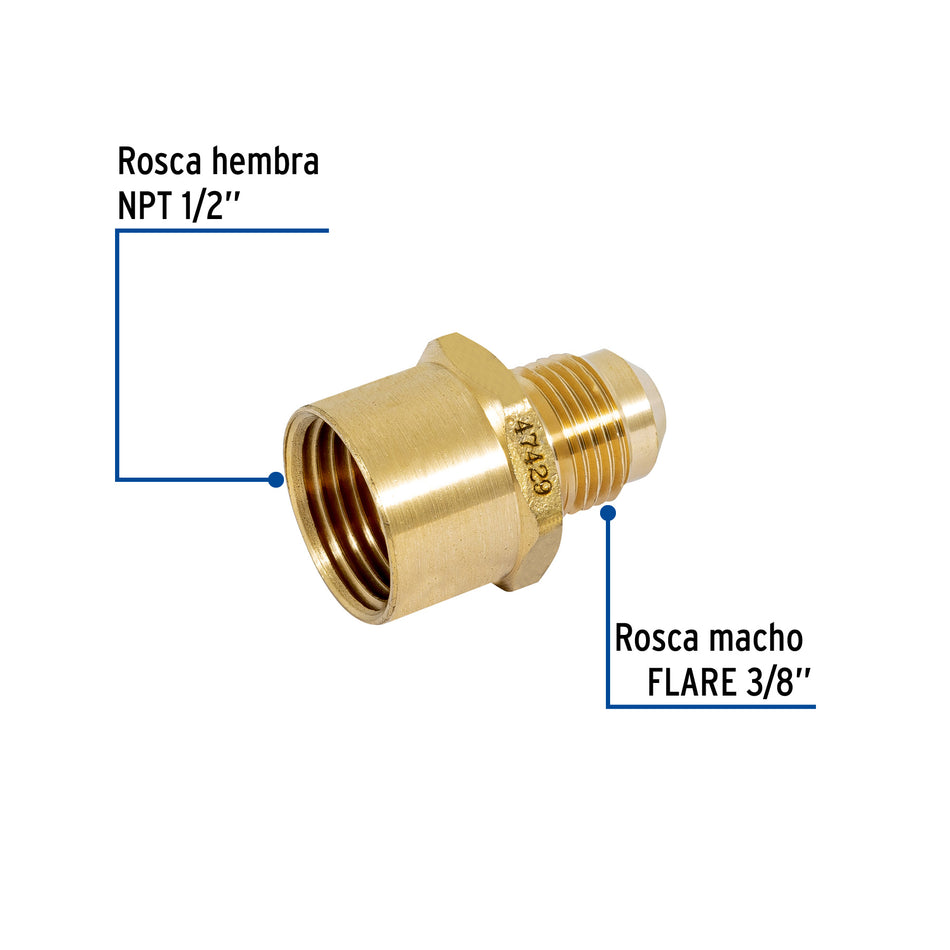 Niple campana de latón de 3/8' X 1/2', Foset Caja con 20, 47429