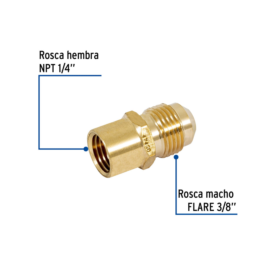 Niple campana de latón de 3/8' X 1/4', Foset Caja con 10, 47430