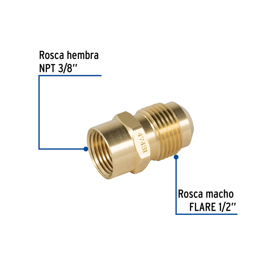 Niple campana de latón de 1/2' X 3/8', Foset Caja con 10, 47431