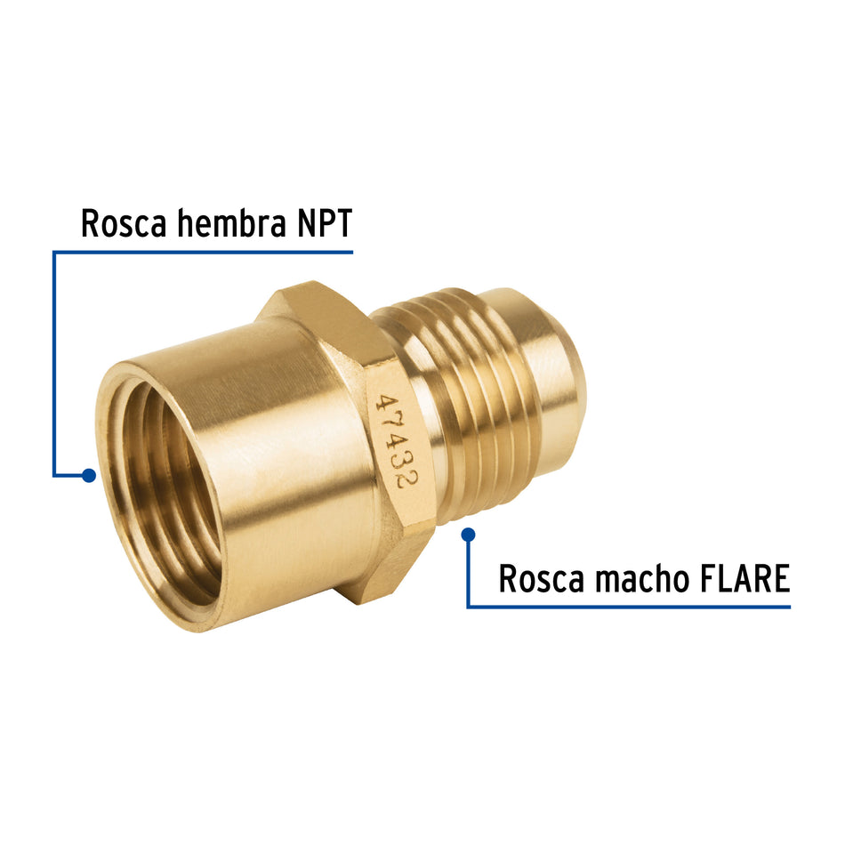 Niple campana de latón de 1/2' X 1/2', Foset Caja con 10, 47432