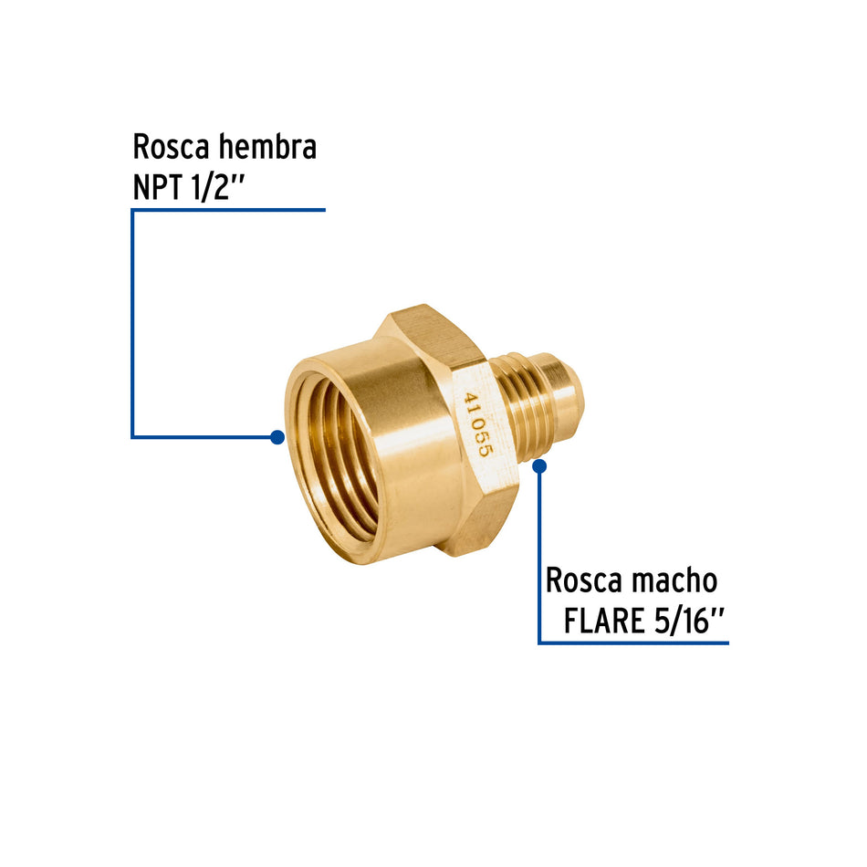 Niple campana de latón de 5/16' X 1/2', Foset Caja con 10, 41055