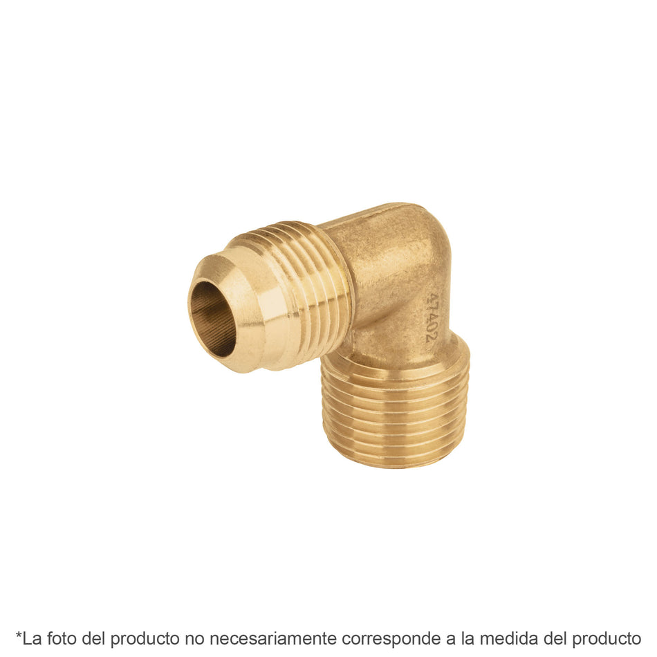 Codo terminal a 90° de latón 3/8 x 1/2', Foset Caja con 10, 47400