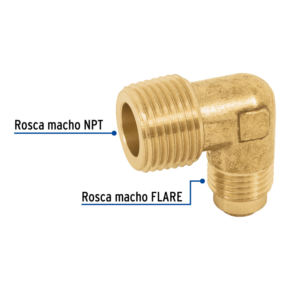 Codo terminal a 90° de latón 5/16' x 3/8', Foset Caja con 10, 41058