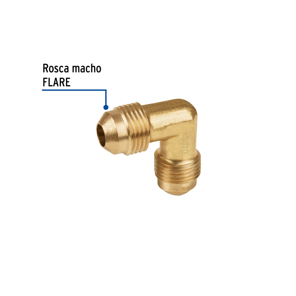 Codo unión a 90° de latón de 3/8 x 3/8', Foset Caja con 10, 43070