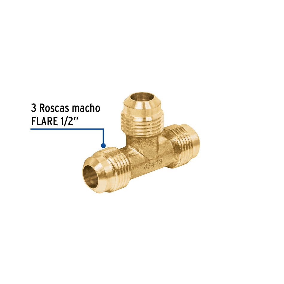 Tee unión de latón 1/2', Foset Caja con 10, 47413