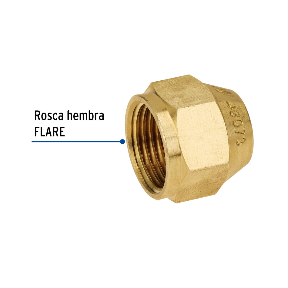 Tuerca cónica reducida de latón 1/2' x 3/8', Foset Caja con 10, 43073