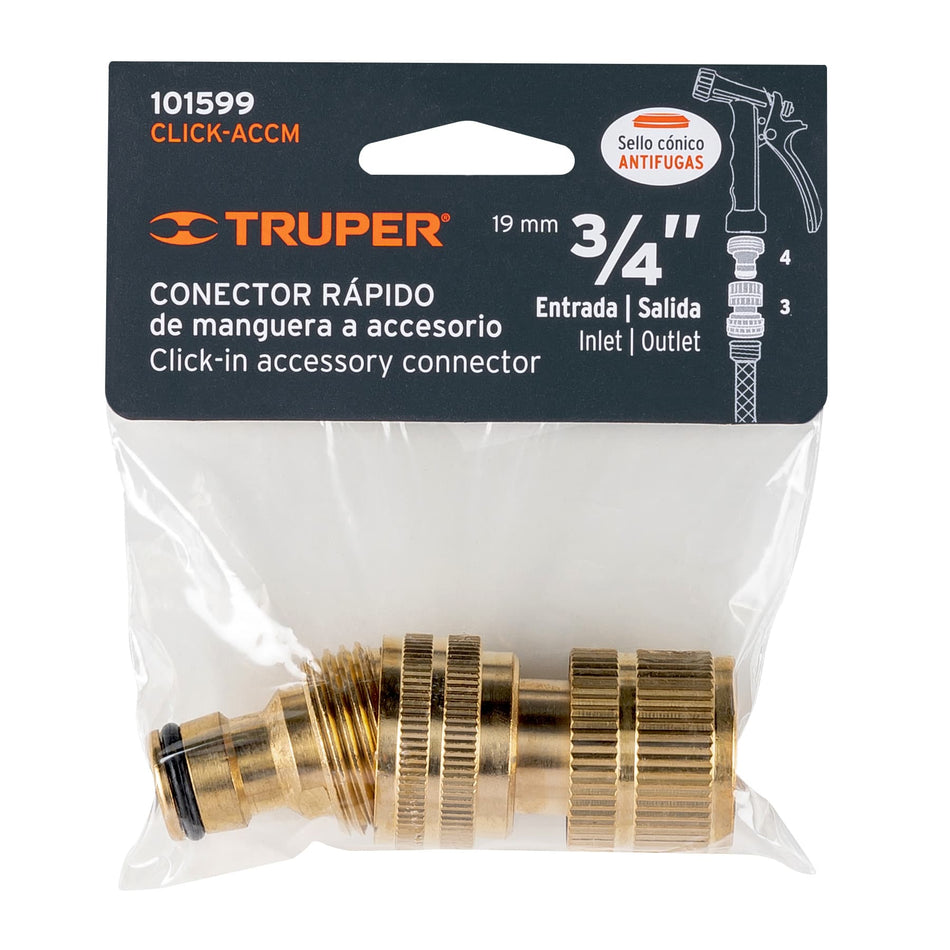 Conector 3/4' rápido de latón manguera-acc. sistema click Caja con 6, 101599