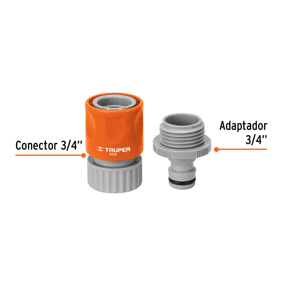 Conector 3/4' rápido de ABS manguera-acc. sistema click Caja con 6, 12722