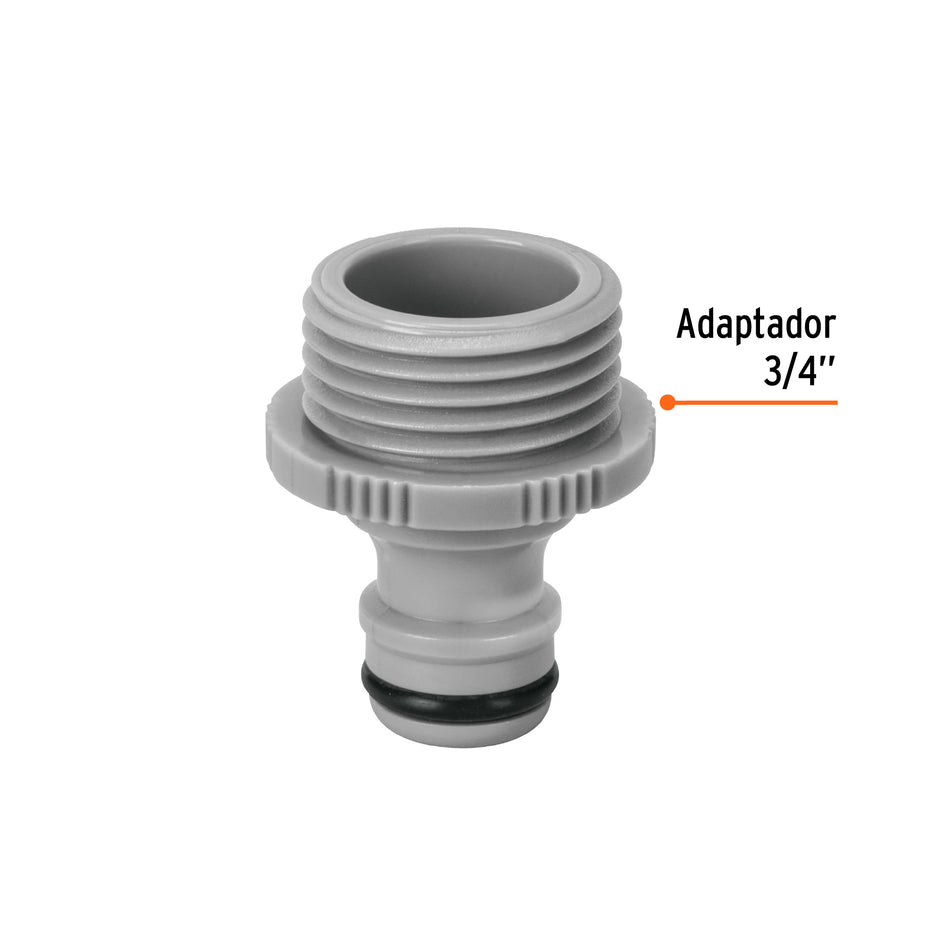 Conector 3/4' rápido macho de ABS, sistema click, Truper Caja con 12, 12726