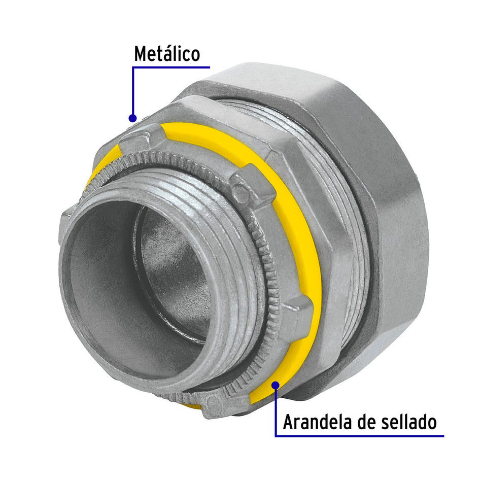 Conector recto 1' para tubo liquid tight, Volteck Caja con 10, 46932