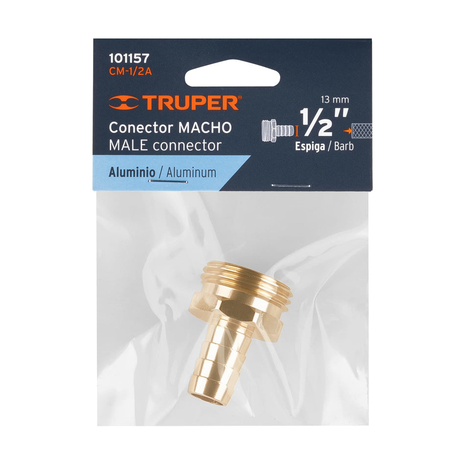 Conector 1/2' macho de aluminio, Truper Caja con 6, 101157