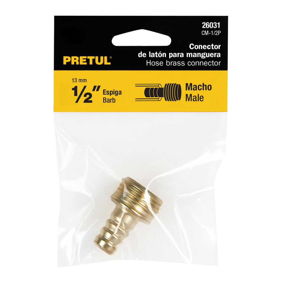 Conector 1/2' macho de latón laminado, Pretul Caja con 6, 26031