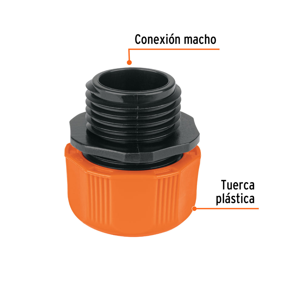 Conector 1/2' macho de ABS con tuerca de ajuste manual Caja con 12, 103060