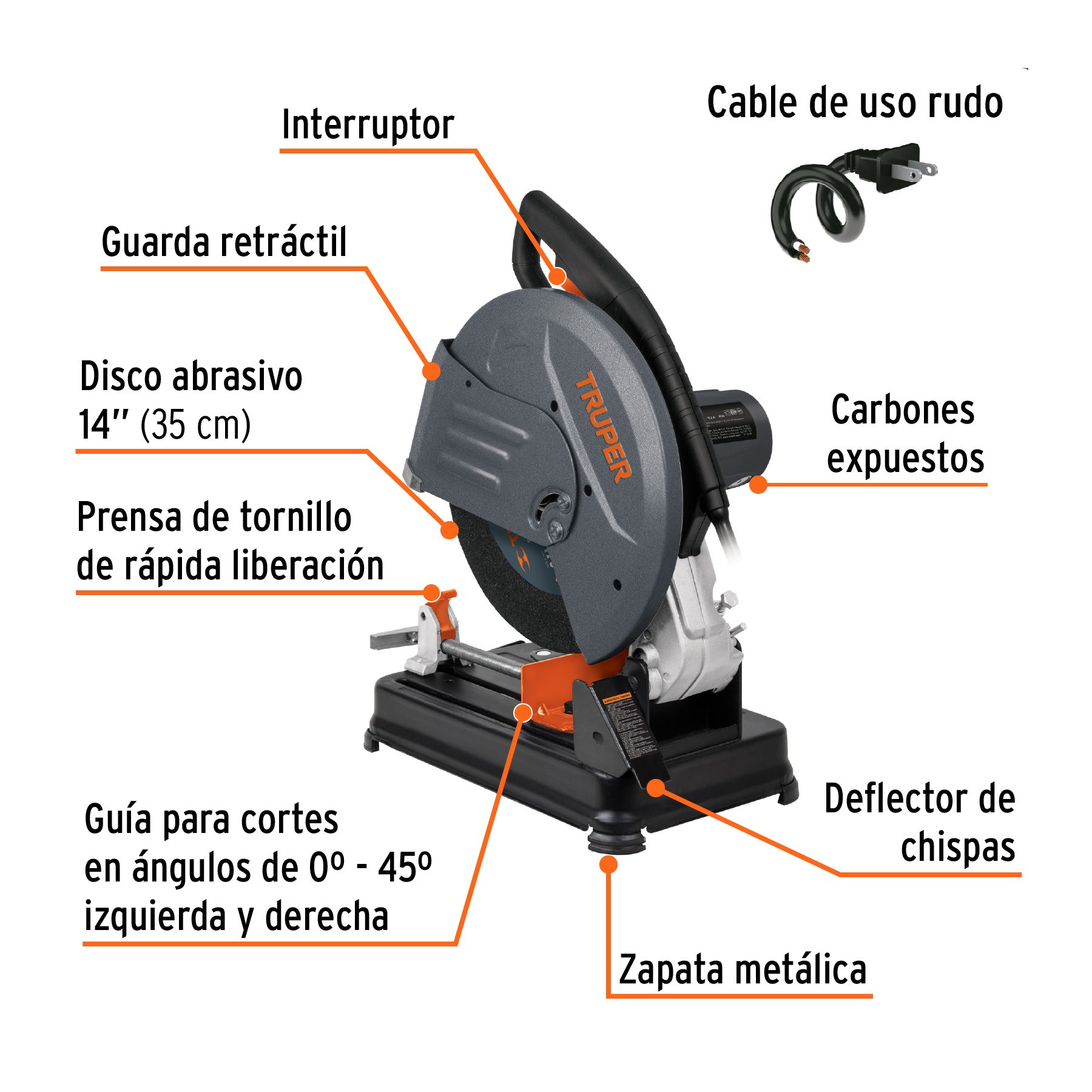 Tronzadora / cortadora de metales 14', mango recto, 2200 W, 17733