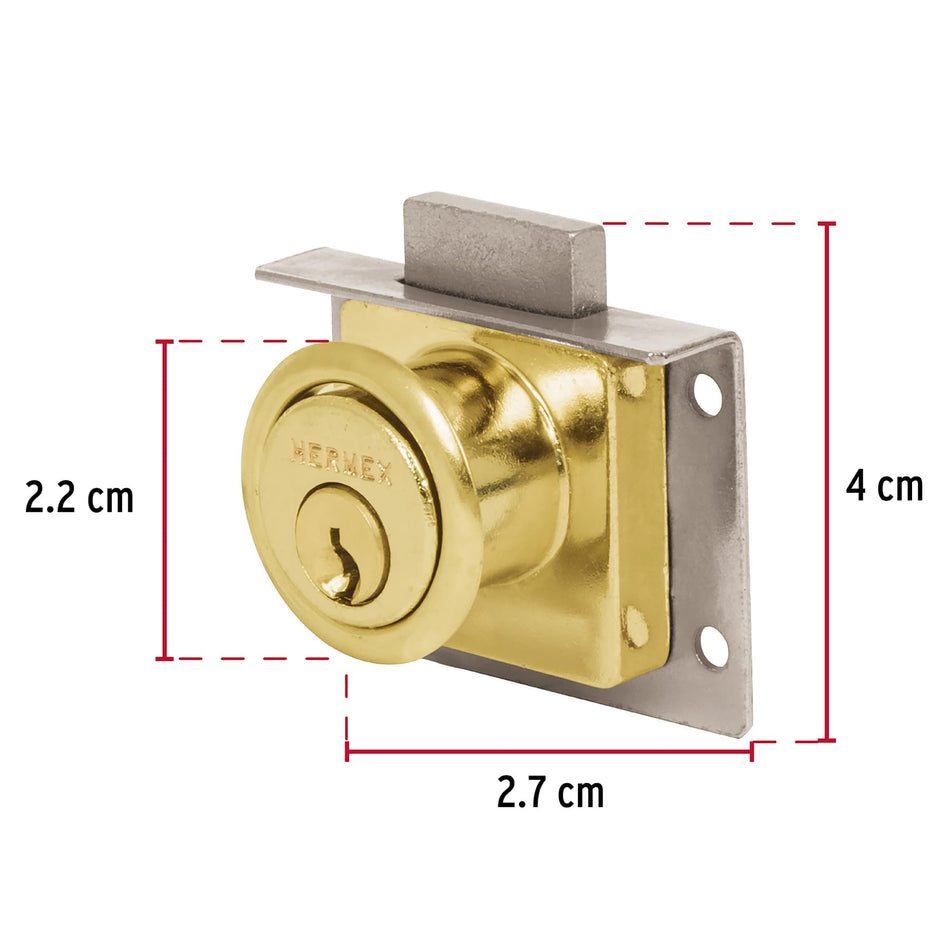 Cerradura para mueble, modelo 24, latón, Hermex Caja con 6, 43565