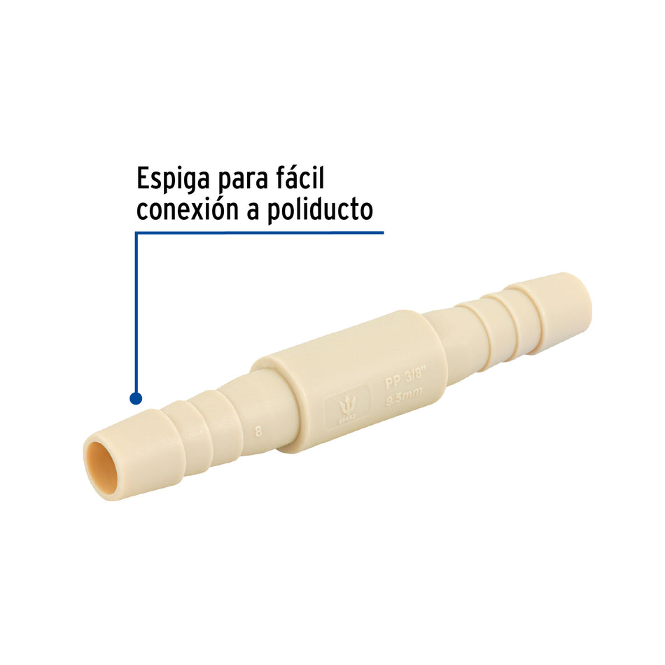 Cople inserción de 3/8' de polipropileno, Foset Caja con 20, 48552