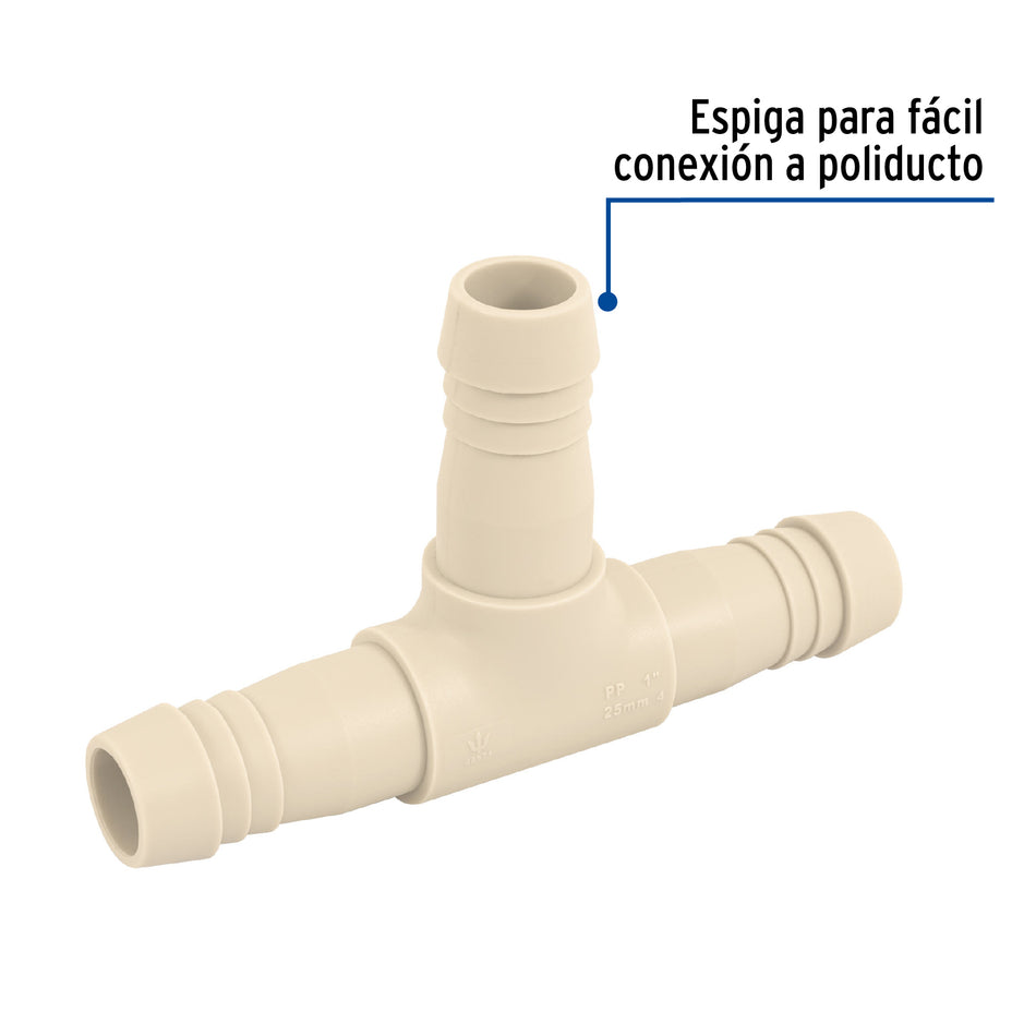 Tee inserción 1' de polipropileno, Foset Caja con 5, 48571