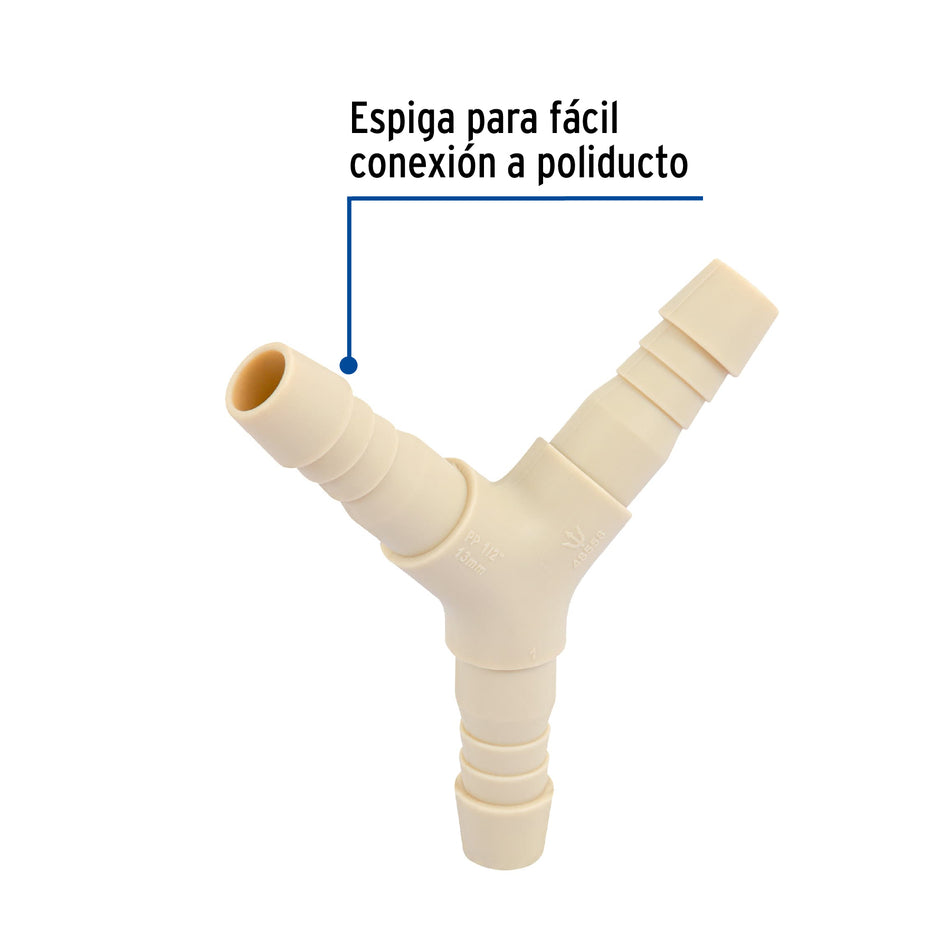 Yee inserción 1/2' de polipropileno, Foset Caja con 10, 48558