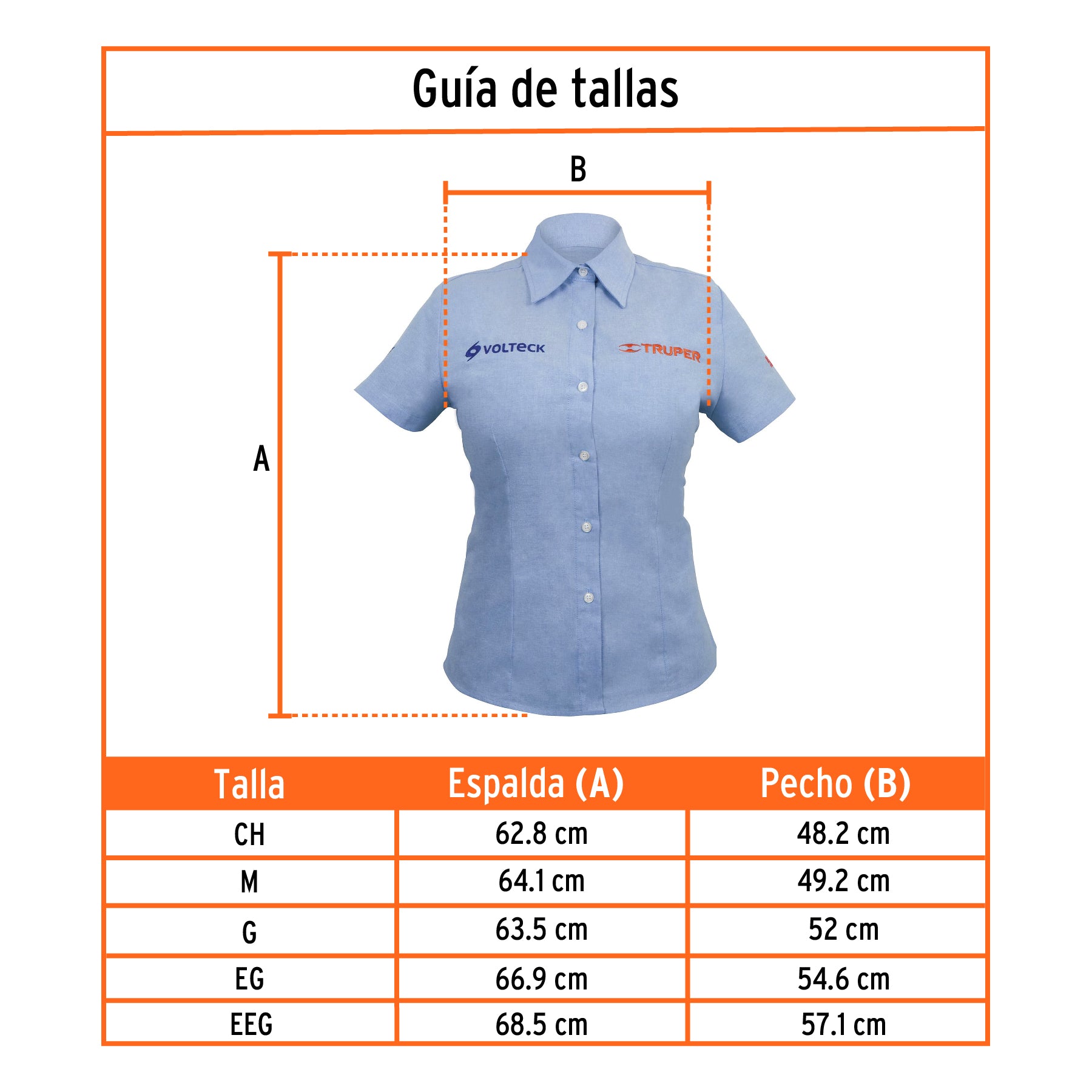 Camisa manga corta para mujer, azul, CH, Truper, 61106