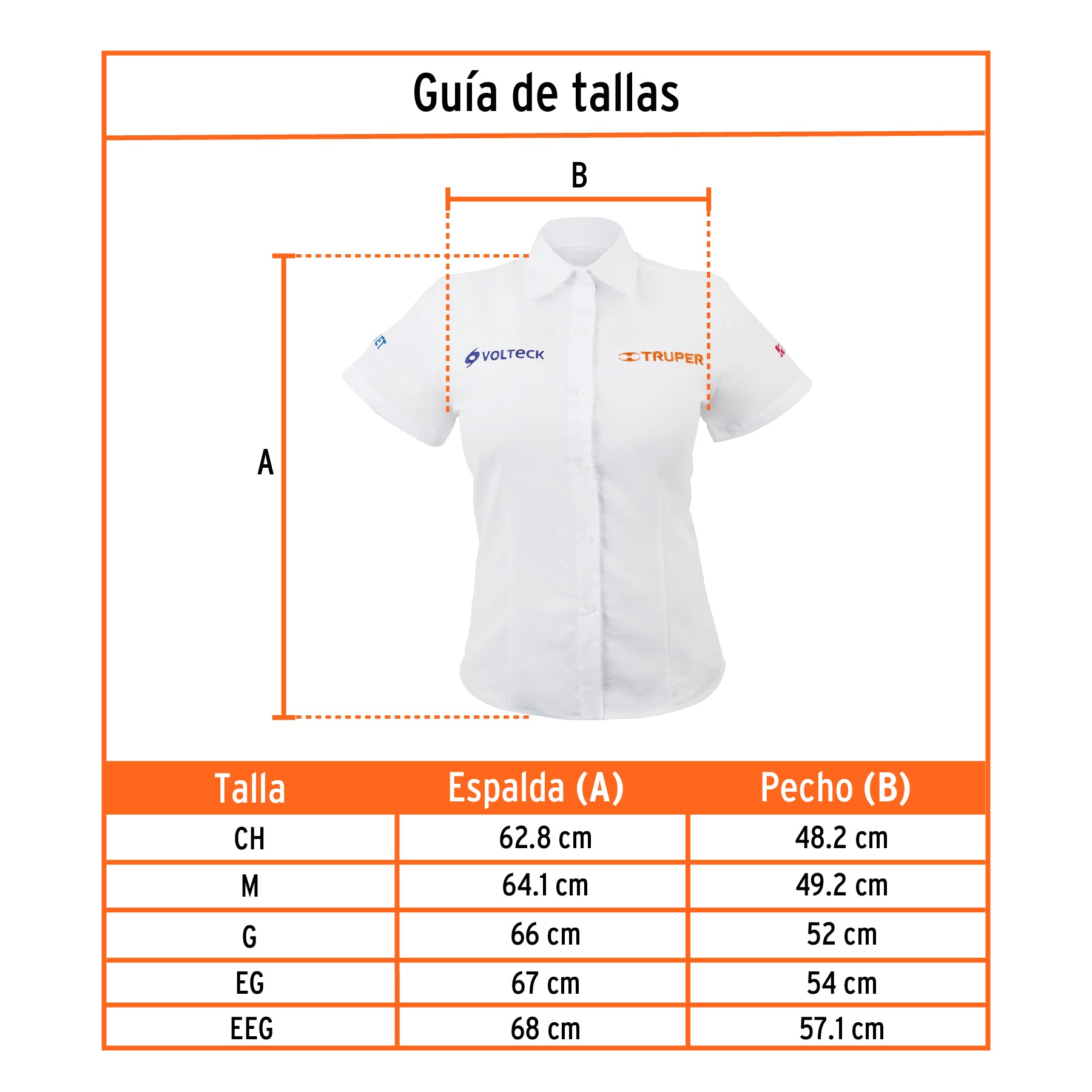 Camisa manga corta para mujer, blanca, EG, Truper, 62104