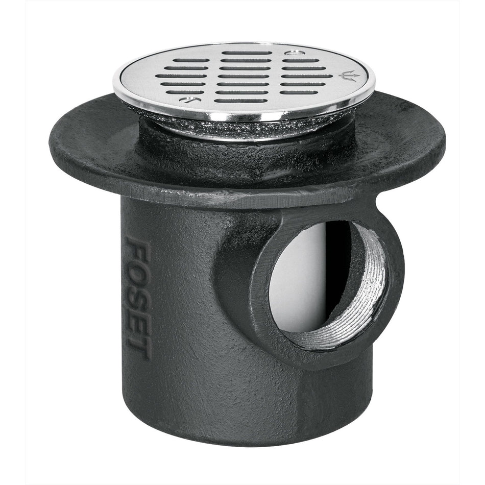 Coladera de hierro de una boca para piso, rejilla inox, 45301