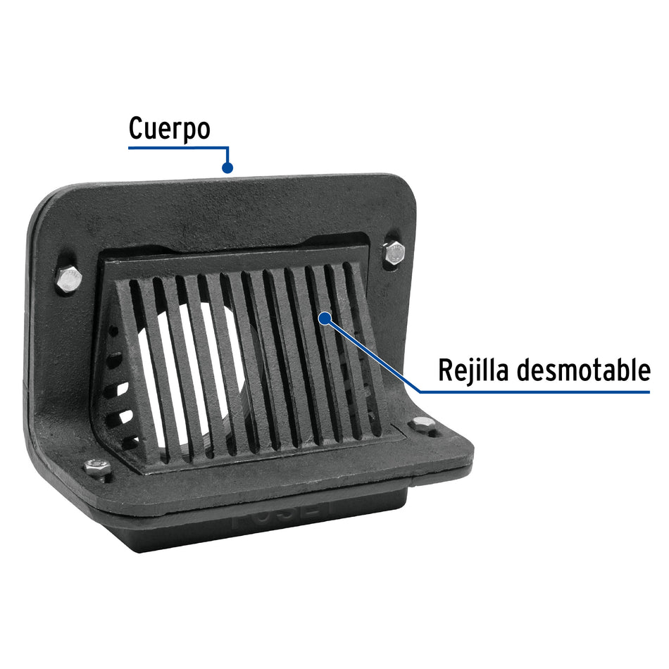 Coladera de hierro pretil para azotea, Foset, 45302