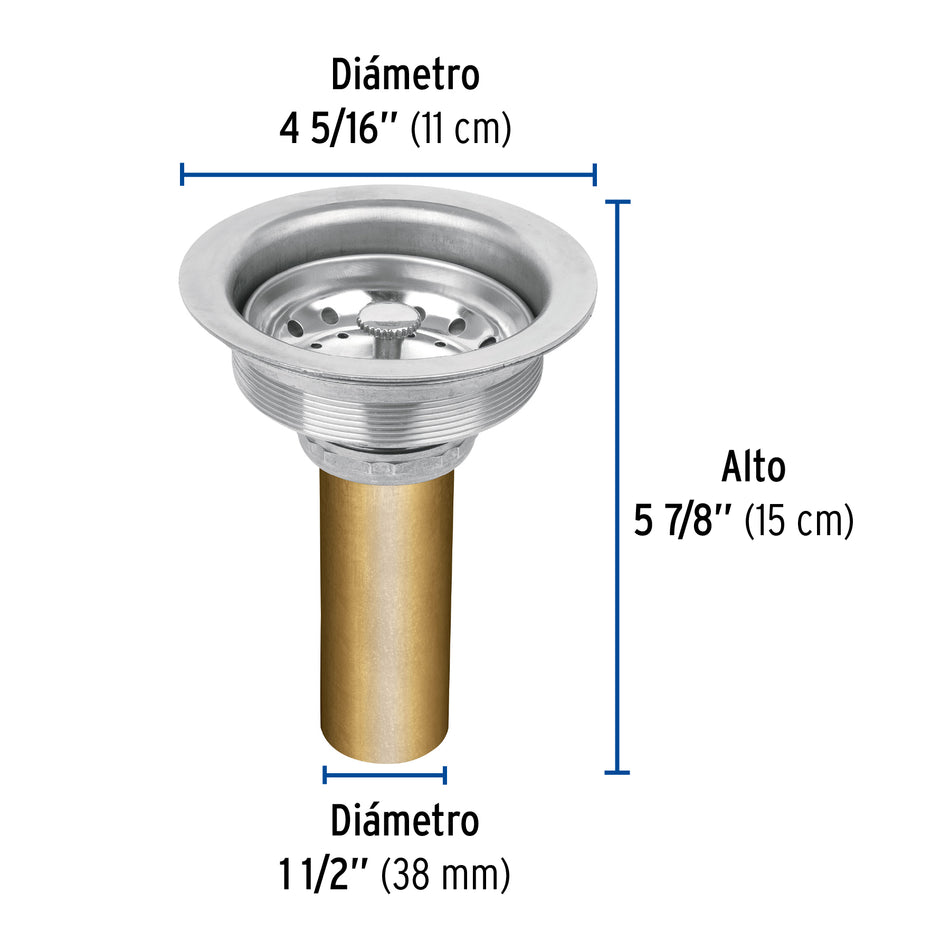 Contracanasta 3-1/2' inox, tubo latón, Foset Caja con 6, 49352