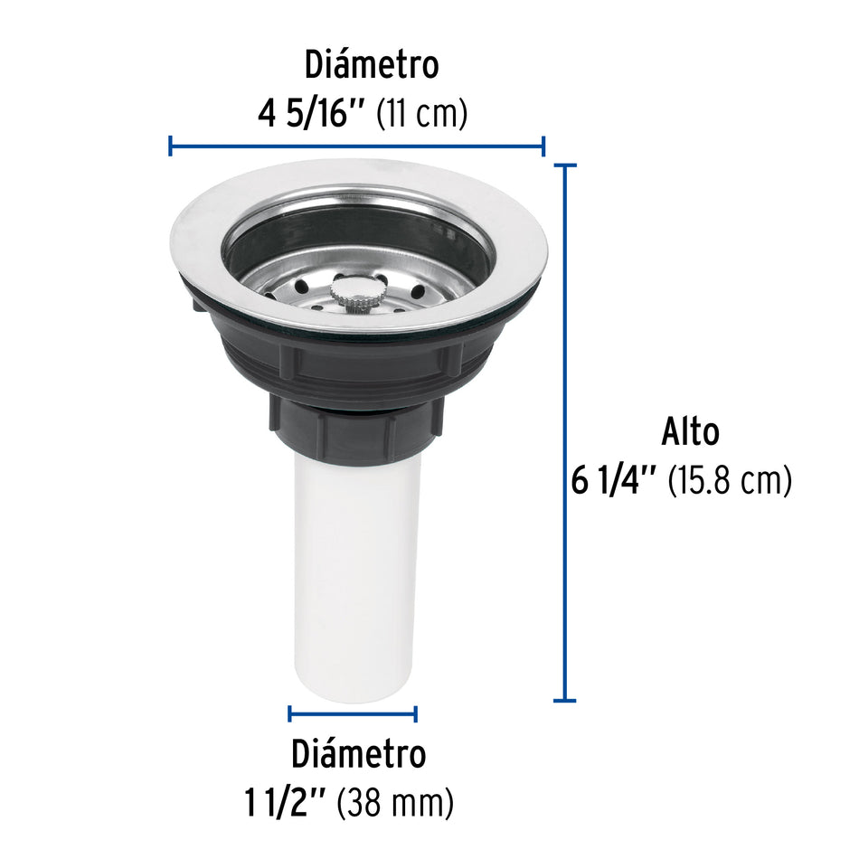 Contracanasta 3-1/2' inox, tubo plástico, Foset Caja con 6, 49353