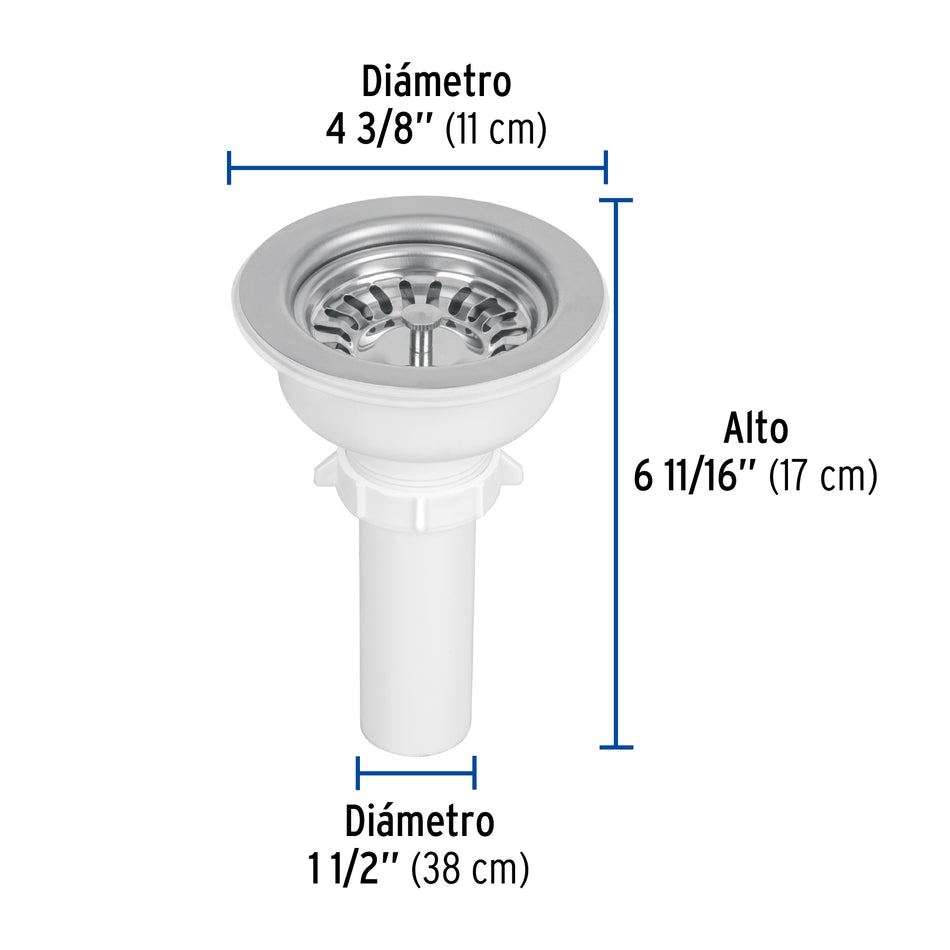 Contracanasta 3-1/2' inox, instalafácil, tubo plástico,Foset Caja con 6, 47451