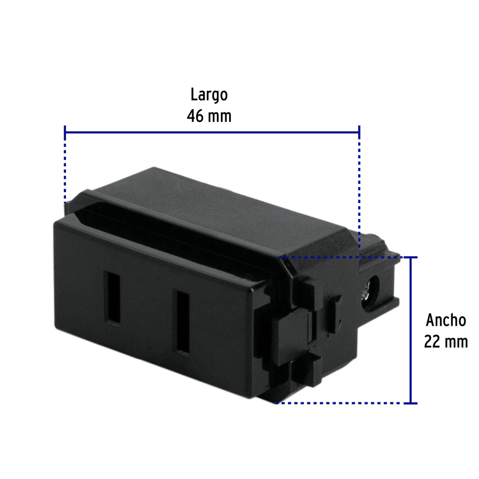 Contacto sencillo, 2polos, sin tierra, línea Italiana,negro Caja con 12, 47606