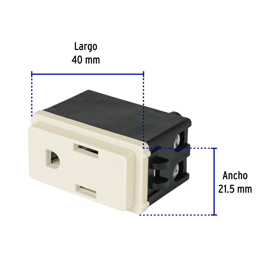 Contacto 2 polos + tierra, marfil, línea Volteck Basic Caja con 12, 27230