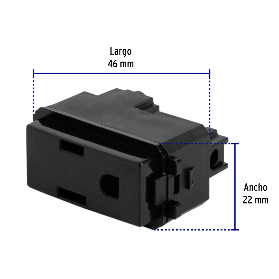 Contacto sencillo, 2 polos + tierra, línea Italiana, negro Caja con 12, 47605
