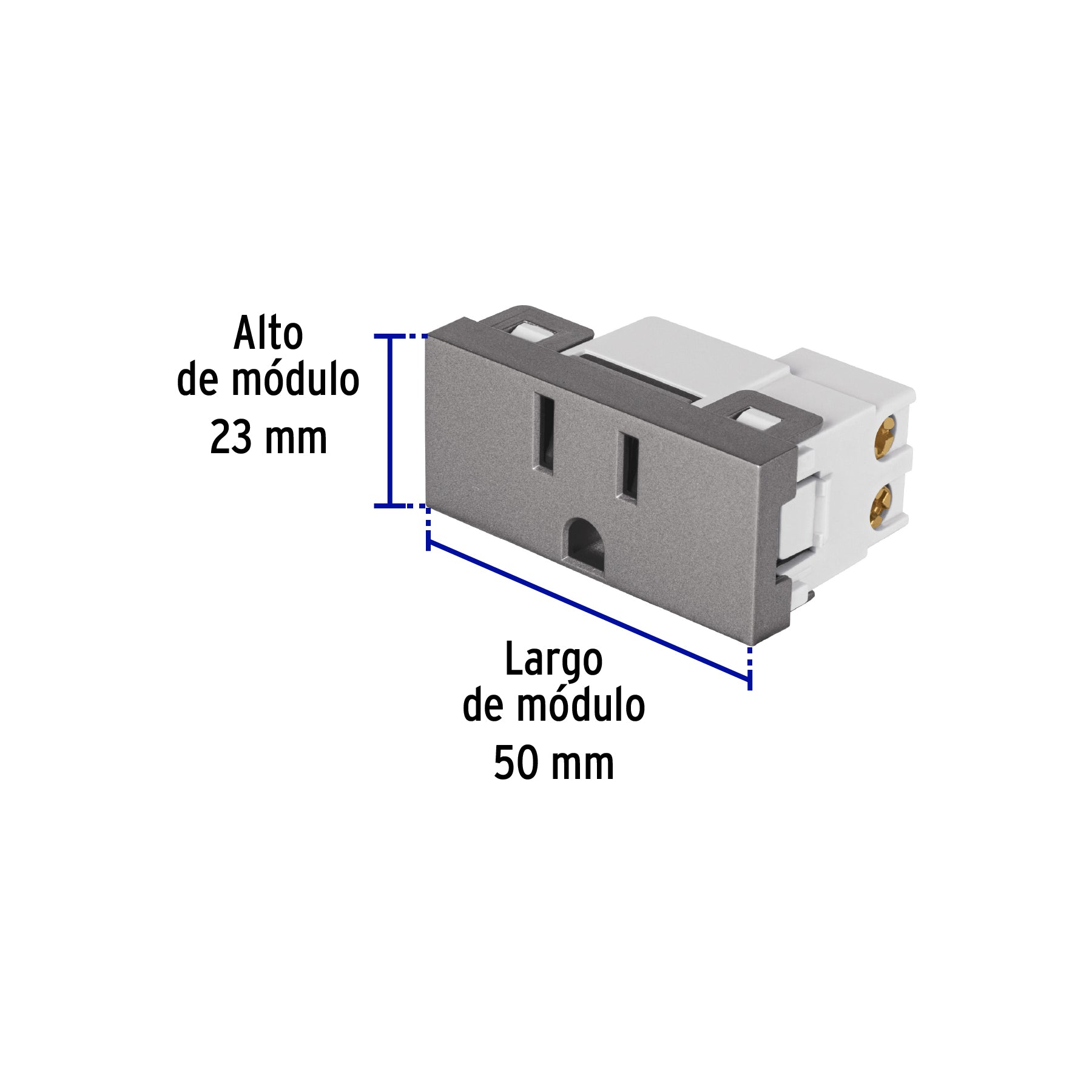 Contacto aterrizado acero inox de 1 módulo, línea Lisboa, 47827