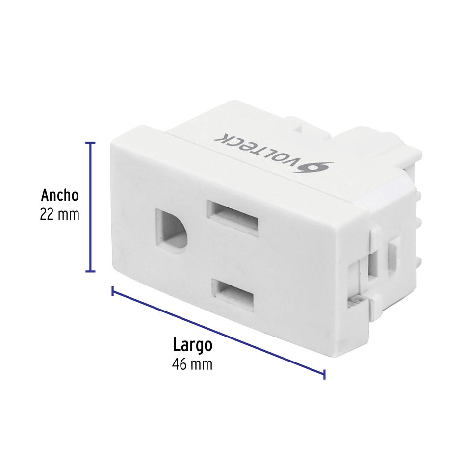 Contacto sencillo, 2 polos + tierra, línea Oslo, blanco Caja con 12, 48317