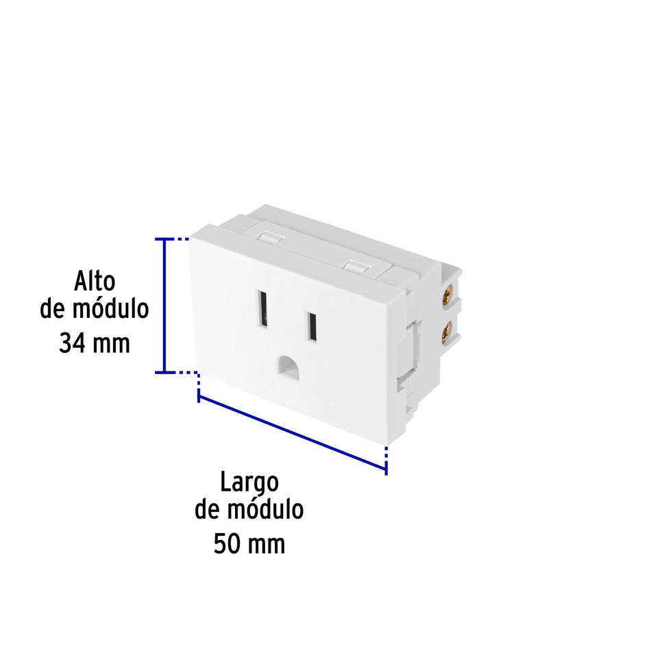 Contacto aterrizado blanco de 1.5 módulos, línea Lisboa Caja con 12, 47948