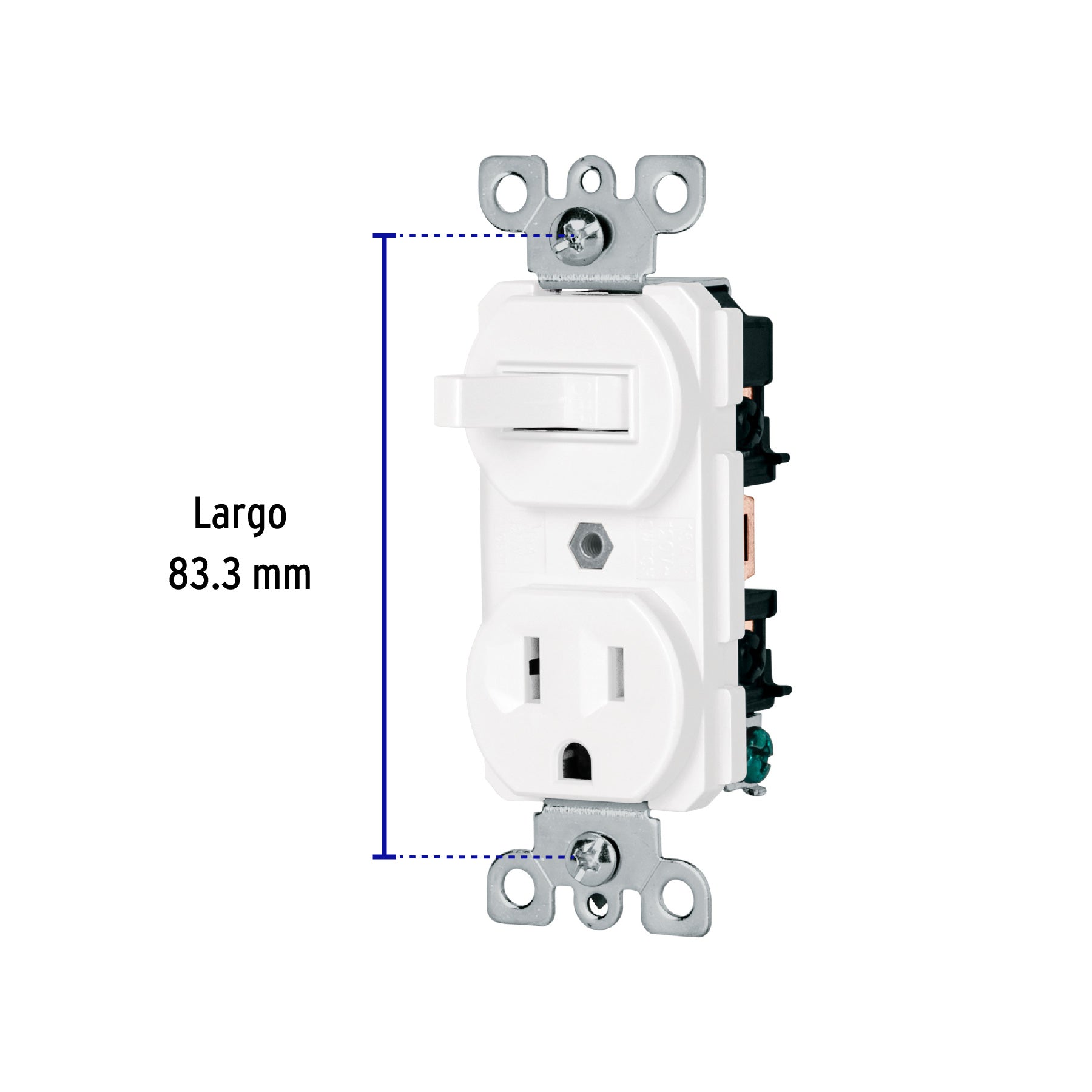 Interruptor de palanca con contacto, Standard, blanco, 47728