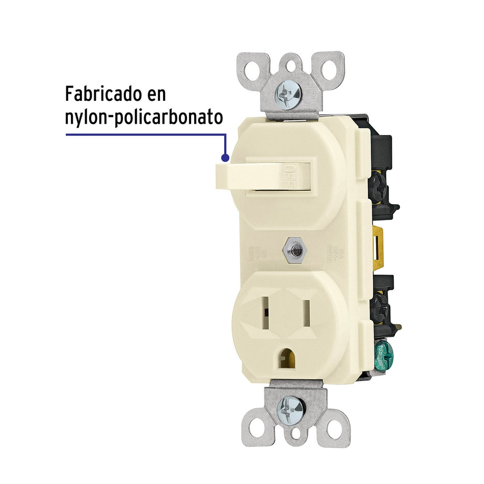 Interruptor de palanca con contacto, Standard, marfil Caja con 10, 46001